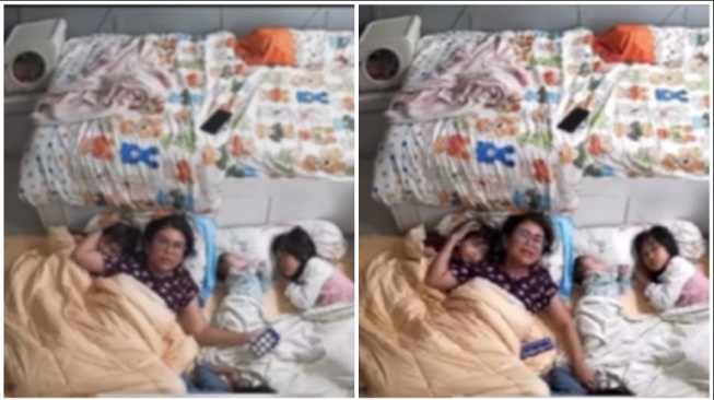 Ibu Peluk 3 Anak Saat Gempa, Suami Santai Tak Percaya: Rekaman CCTV Ini Bikin Warganet Emosi