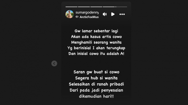 Unggahan Denny Sumargo soal aktor yang menghamili perempuan (Instagram/@sumargodenny)