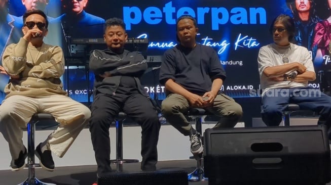 Suasana jumpa pers jelang konser Peterpan: The Journey Continues di kawasan Kebagusan, Jakarta, Kamis, 21 Agustus 2025. [Suara.com/Adiyoga Priyambodo]