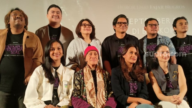 Konferensi pers film Perempuan Pembawa Sial di Plaza Senayan, Jakarta Pusat pada Rabu, 20 Agustus 2025. [Suara.com/Rena Pangesti]