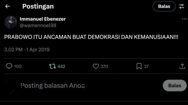 Viral Noel Ebenezer Sebut Prabowo Ancaman Demokrasi dan Kemanusiaan