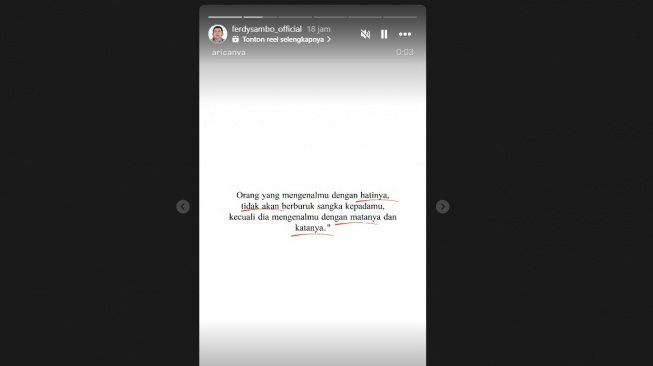 Ferdy Sambo 'Aktif' di Instagram. [Instagram]