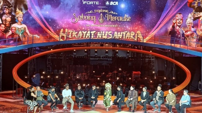Konferensi pers Pagelaran Sabang Merauke – The Indonesian Broadway 2025, di mana disebutkan 1.500 seniman diboyong turut meramaikan (Suara.com/Tantri Amela Iskandar)