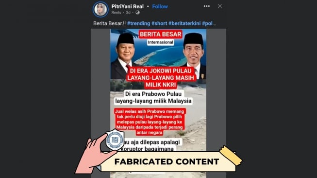 CEK FAKTA, Prabowo Melepas Pulau Layang-layang ke Malaysia. [TurnBackHoax.id]