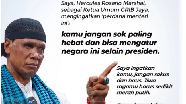 Ungkap Ada 'PM', Hercules: Kamu Jangan Sok Paling Hebat dan Bisa Mengatur Negara Ini Selain Prabowo