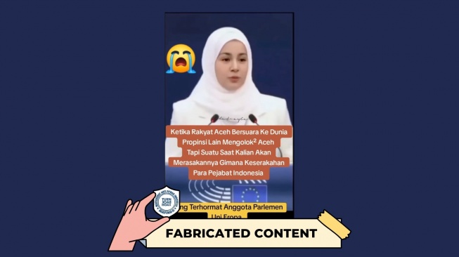 Hoaks wanita berbicara di parlemen Eropa dan meminta Aceh Merdeka. [Dok. Istimewa]