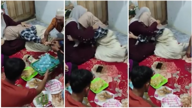 Seorang ayah menarik paksa tangan putrinya demi memasukan cincin tunangan dari lelaki yang tidak dicintainya (Instagram)