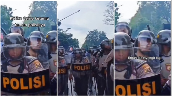 Seorang pendemo menceritakan bagaimana dibertemu dengan polisi yang sedang bertugas ternyata adalah temannya (Instagram)