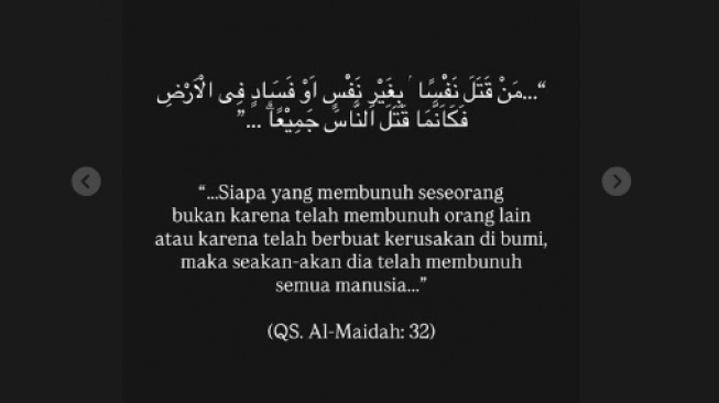 Surat Al Maidah ayat 32. [Instagram/@husein_hadar]