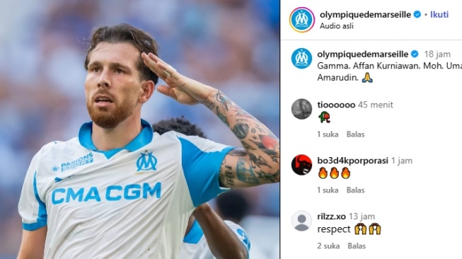 Affan Kurniawan Dilindas Brimob, Raksasa Liga Prancis Suarakan Keadilan [Tangkap layar Instagram Olympique Marseille]