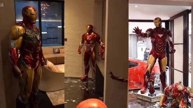 Koleksi patung Iron Man milik Ahmad Sahroni (YouTube)