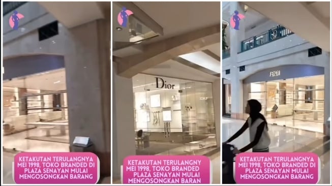 Outlet mewah di mal di Jakarta nampak memindahkan barangnya antisipasi kerusuhan 98 terulang (Instagram)