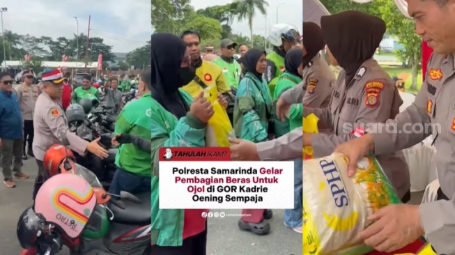 Aksi Sosial atau Strategi? Warganet Ramai Tanggapi Polisi Samarinda Bagi-bagi Beras ke Ojol