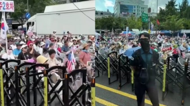 Aksi Demo Damai di Korea Selatan: Disediakan Tempat Duduk, Aparat Mengayomi