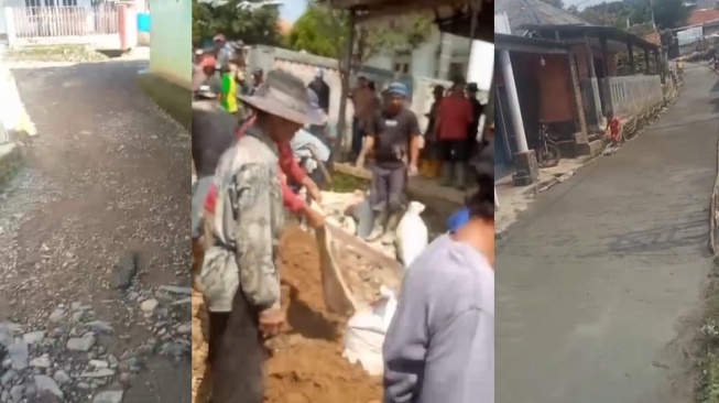 Jalan Rusak Puluhan Tahun, Pemuda Kampung Sibilik Gotong Royong Modal Sumbangan Semen dan Pasir
