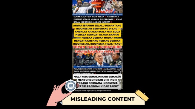 Hoaks Perdana Malaysia Anwar Ibrahim menantang Indonesia Perang. [Dok. Istimewa]
