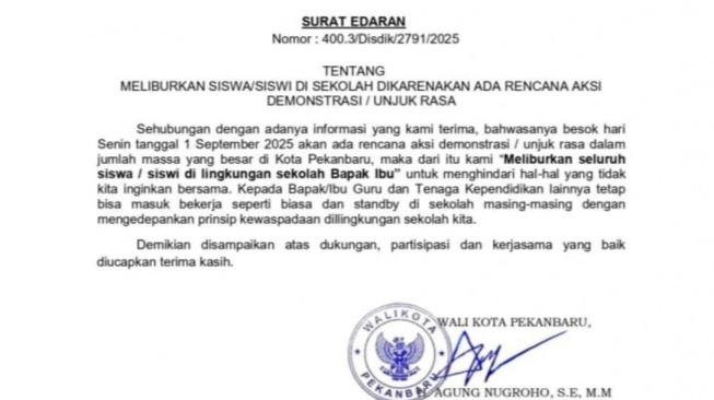Tidak Benar Kabar Sekolah Diliburkan karena Unjuk Rasa di Pekanbaru