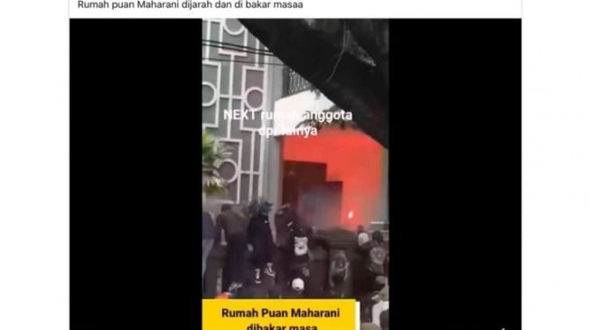 Hoaks rumah Puan Maharani dibakar dan dijarah massa. [Dok. Istimewa]