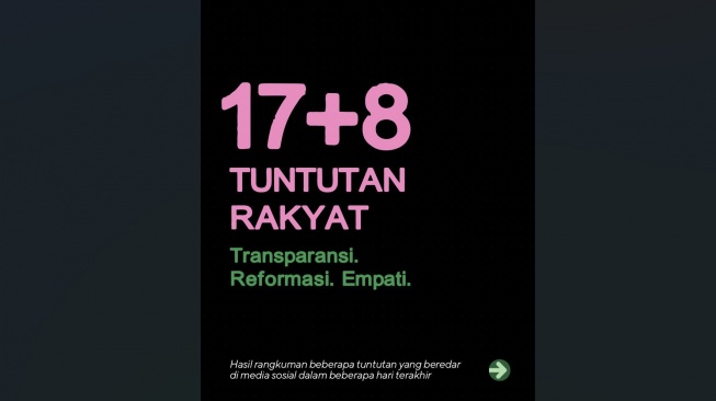 Masyarakat Mendesak 17+8 Tuntutan untuk Reformasi dalam Waktu Singkat