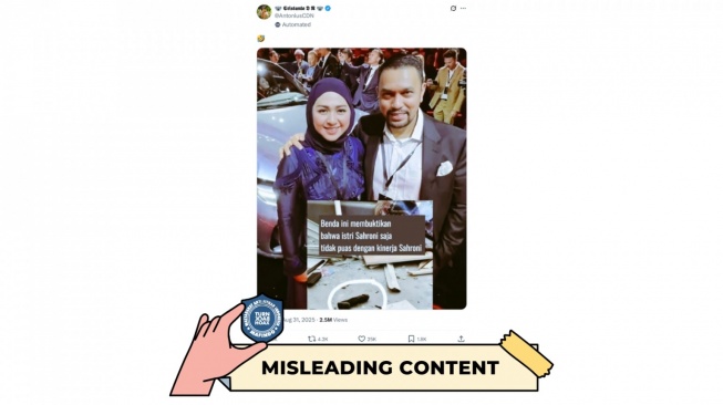 Viral hoaks foto alat bantu seks wanita di rumah Ahmad Sahroni. [Dok. Istimewa]
