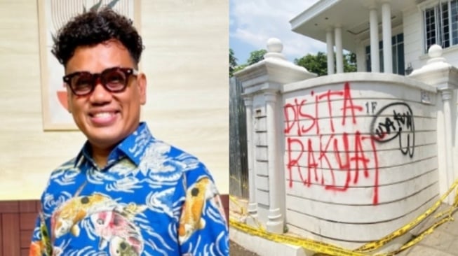 Kolase foto Uya Kuya dan pasca rumahnya dijarah massa. (tangkapan layar/ist)