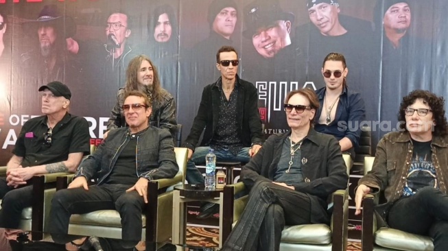 Konferensi pers konser Dewa 19 All Star di Senayan, Jakarta Pusat pada Jumat, 5 September 2025 [Suara.com/Rena Pangesti]