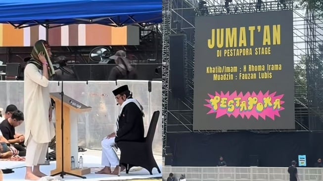 Momen Fauzan Sisitipsi jadi muazin salat Jumat di Pestapora (TikTok)