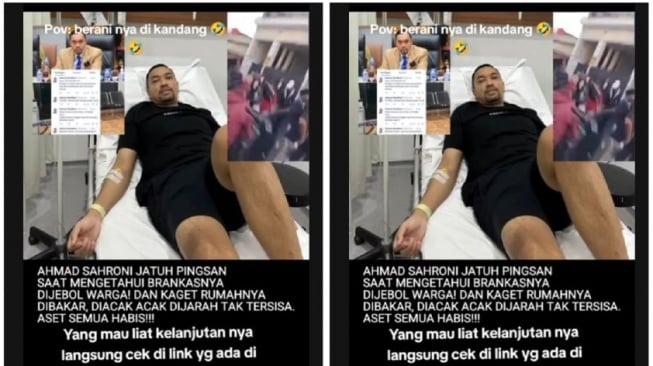 Hoaks Ahmad Sahroni jatuh pingsan usai rumah dijarah massa. [Ist]
