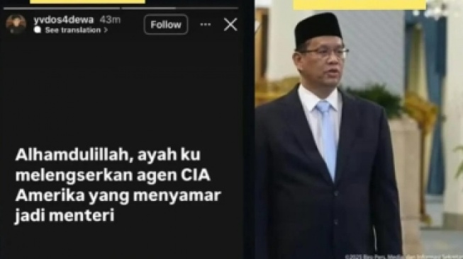 diduga akun anak menteri keuangan yang baru menyebut Sri Mulyani agen CIA Amerika