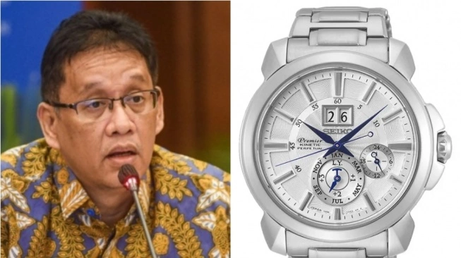 Kolase Menkeu Purbaya Yudhi Sadewa dan Seiko Premier SNP159P1.