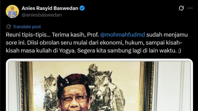 Tangkap layar unggahan Anies Baswedan di X (X/aniesbaswedan)