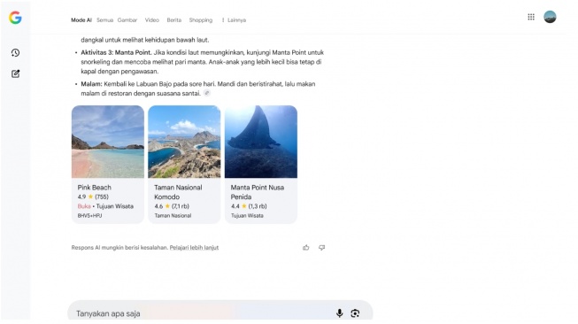 Mode AI. [Google Indonesia]