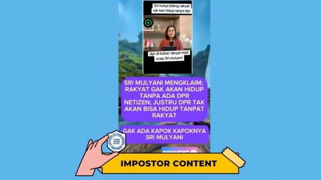 Hoaks Sri Mulyani Sebut Rakyat Tidak Akan Hidup Tanpa DPR. [Dok. Istimewa]