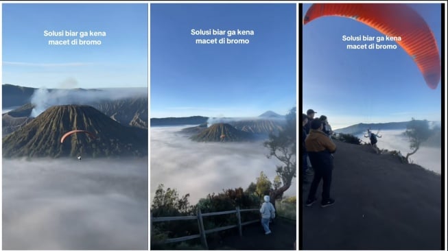 Paralayang di Bromo dianggap melanggar oleh pihak Balai Besar TNBTS (Instagram)