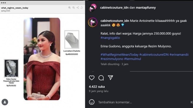 Perhiasan Erina Gudono, menantu Jokowi (Instagram/@cabinetcouture_idn)