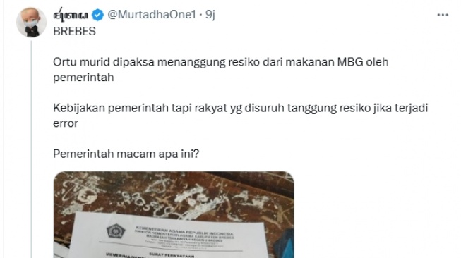 Utasan yang membahas soal MBG. [Media Sosial/X]