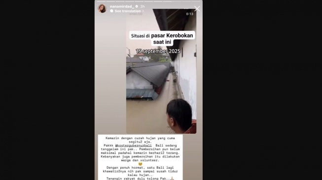 Nana Mirdad Sentil Gubernur Usai Bali Kembali Banjir. [Instagram]