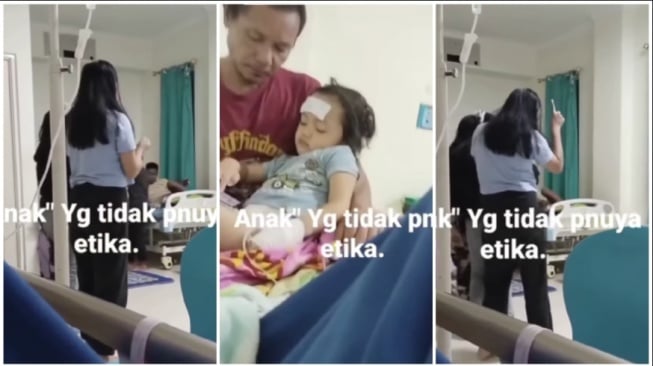Remaja putri nampak bermain TikTok di dalam ruang rawat inap rumah sakit (Instagram)
