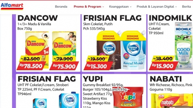 Gebyar Promo Susu! Dancow, Frisian Flag, dan Indomilk Turun Harga di Alfamart