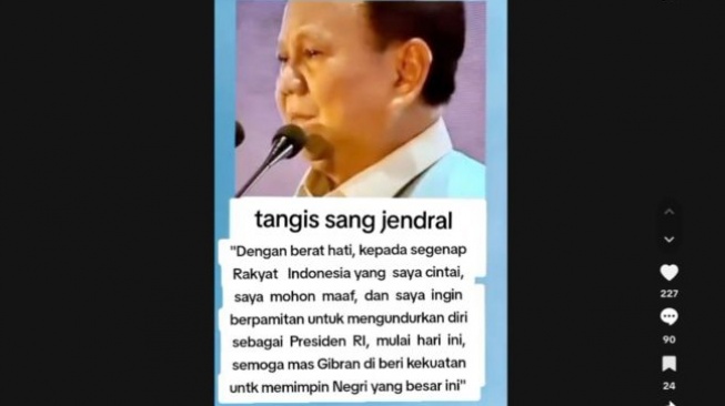 Hoaks Presiden Prabowo mengundurkan diri. [Ist]