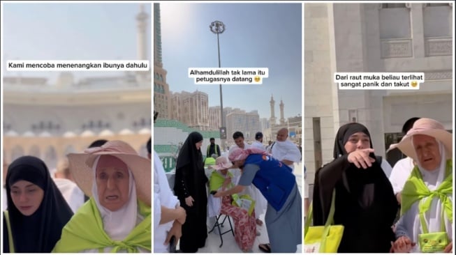 Celine Evangelista bantu seorang jamaah lansia yang terpisah dari rombongan umrah (Instagram)