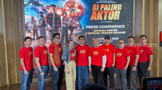 Konferensi pers rilis poster dan trailer film Si Paling Aktor di kawasan Setiabudi, Jakarta Selatan pada Senin, 22 September 2025. [Suara.com/Tiara Rosana]