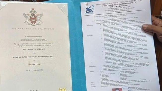 Ijazah Gibran Rakabuming Raka di MDIS Singapura (X)