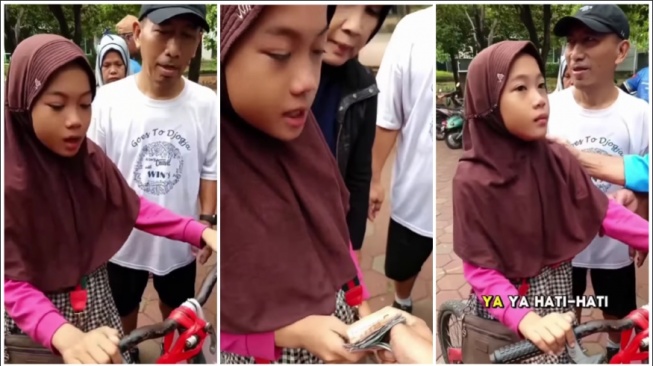 Penjual Cilok dibantu oleh beberapa warga setelah kena tipu (Instagram)