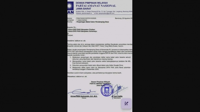 Heboh Surat Kuota Pendamping Desa Beredar, DPW PAN Jabar Tegaskan Hoaks dan Bentuk Tim Investigasi