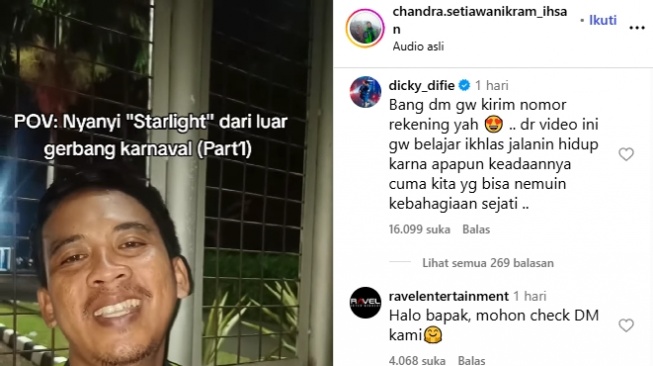 Ojol cuma bisa nonton konser Muse di luar venue, Dicky Difie kasih apresiasi (Instagram) 