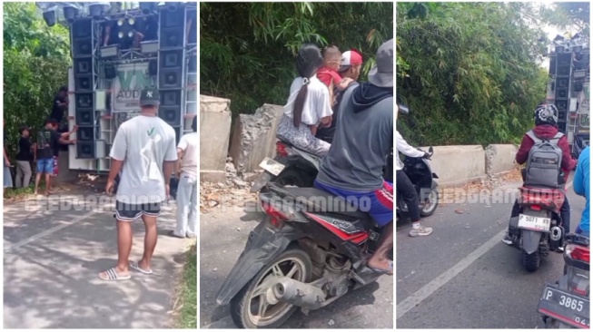 Jembatan di kawasan Jember dirusak demi sound horeg lewat (Instagram)