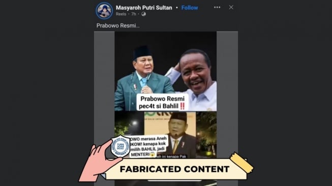 Hoaks Prabowo pecat Bahlil. [Dok. Istimewa]