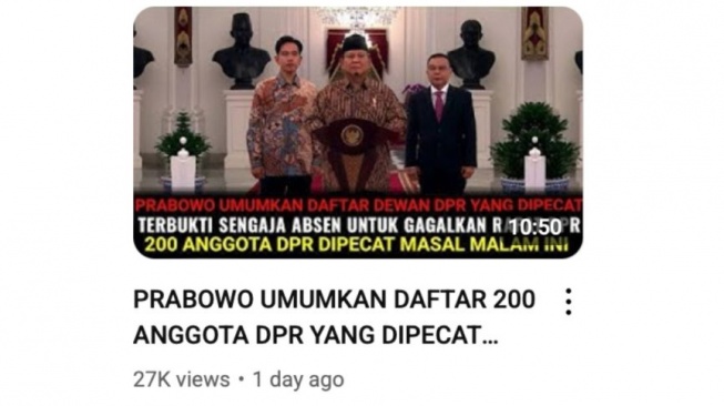 Hoaks Prabowo memecat 200 anggota DPR RI [Ist]