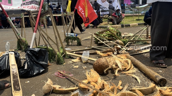 Hari Tani Nasional, Spanduk dan Tuntutan Petani Menggema di Depan Gerbang DPR RI